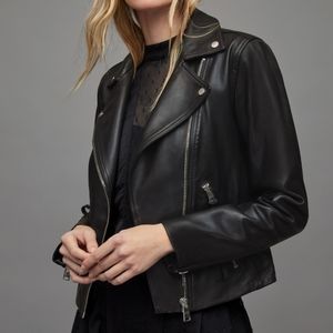 AllSaints Black Leather Dalby Jacket - Sz 6